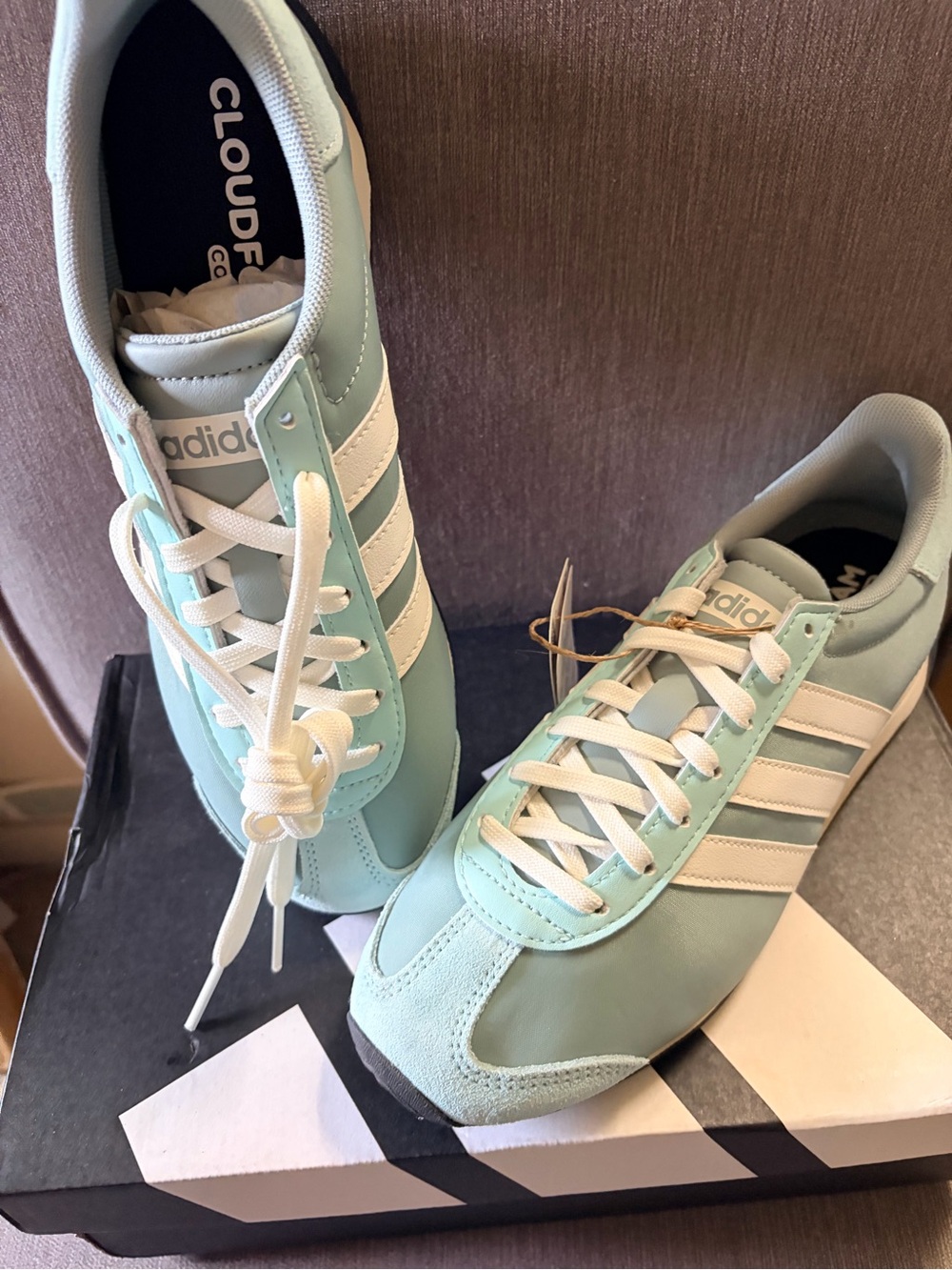 adidas Women's Retro Trainer Sneakers in Mint and White